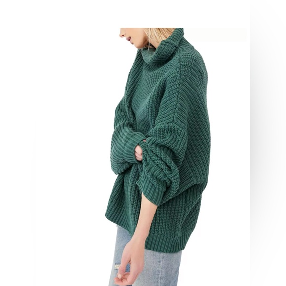 Free People Swim Too Deep Turtleneck Sweater. forest green - Picture 3 of 5